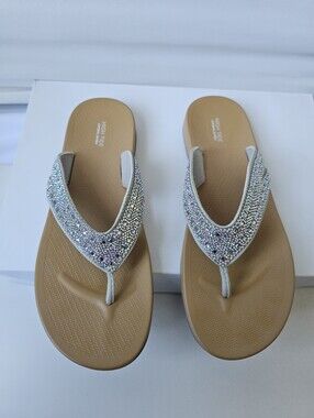 Vionic High Tide Carbon Series Rhinestone Wedge Flip Flop Sandals Size 11